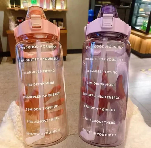 2L Portable Travel Water Bottle with Straw – Large Capacity Leakproof Sports & Gym Flask