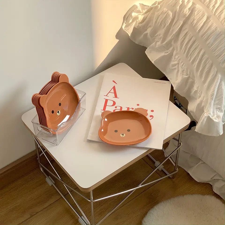 8 Pcs Cute Bear Snack Plates for Kids – BPA-Free & Durable Dinnerware Set