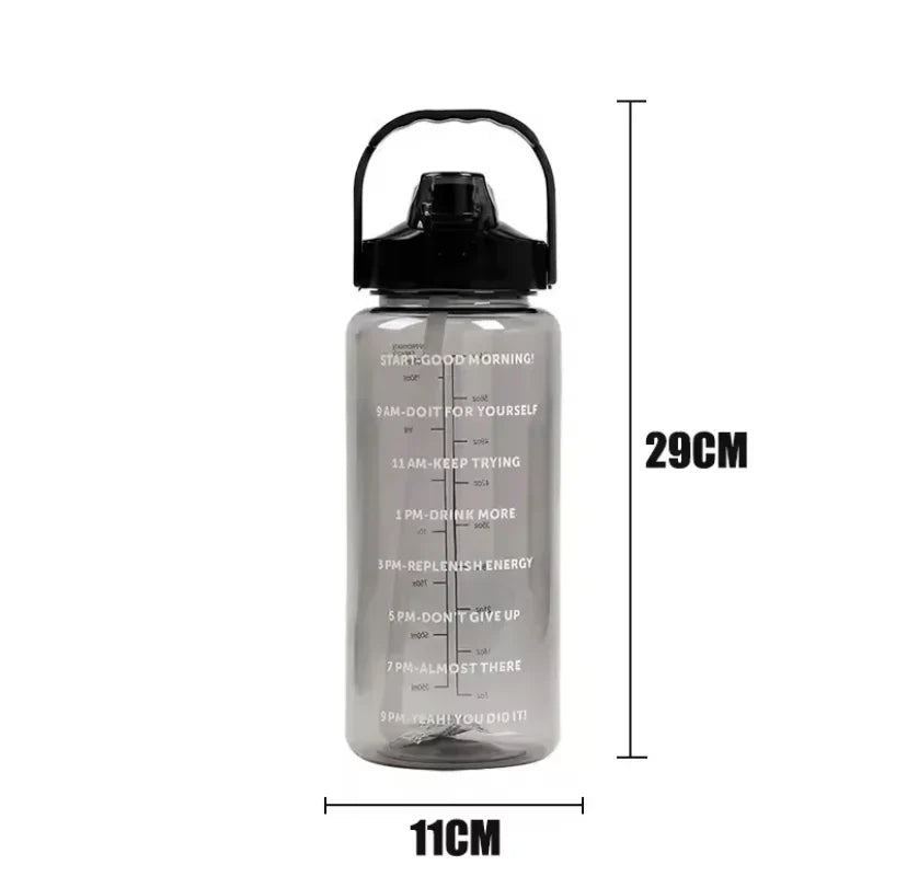 2L Portable Travel Water Bottle with Straw – Large Capacity Leakproof Sports & Gym Flask