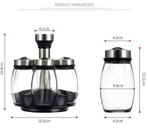 6 in 1 Rotating Spice Jar Set – 360° Seasoning Organizer for Kitchen Storage in Pakistan