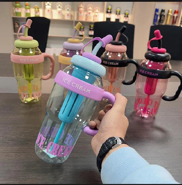 1300ml Large Capacity Tumbler with Straw – Premium Leakproof Ice Cream & Coffee Bottle in Pakistan