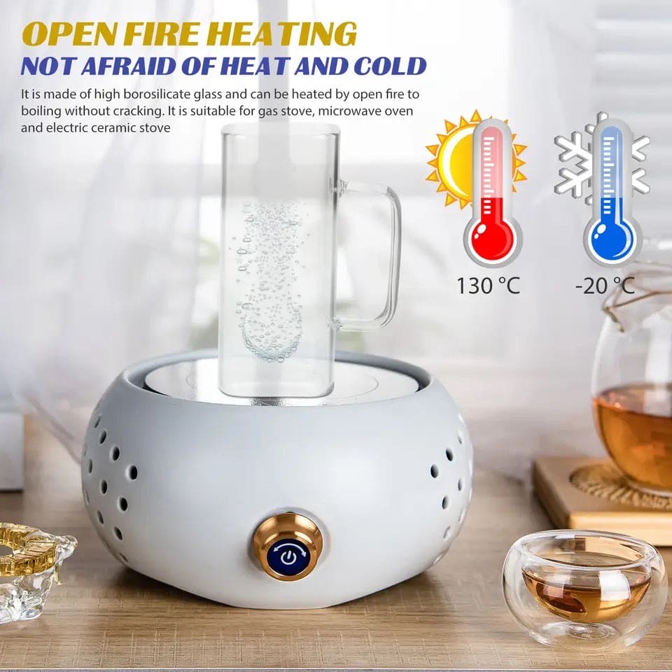 Square Glass Coffee Mug with Wooden Lid & Straw – 400ml Transparent Tumbler Glass with Colored Handle in Pakistan