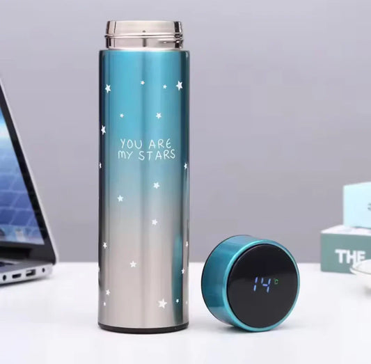 500ml Star Print Thermos Water Bottle – Smart LED Temperature Display, Vacuum Insulated Stainless Steel Flask in Pakistan