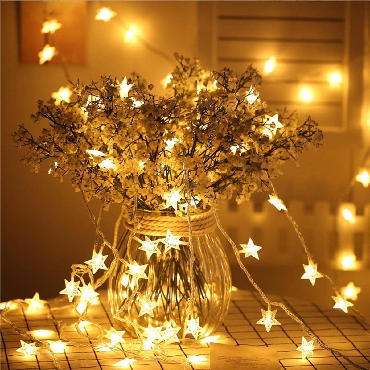 LED Star Fairy String Lights – 20 Stars Battery Operated 12ft Decorative Lights for Room & Party