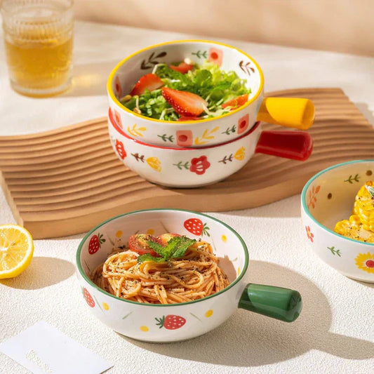 Ceramic Serving Bowl with Handle – Stylish & Heat-Resistant Tableware