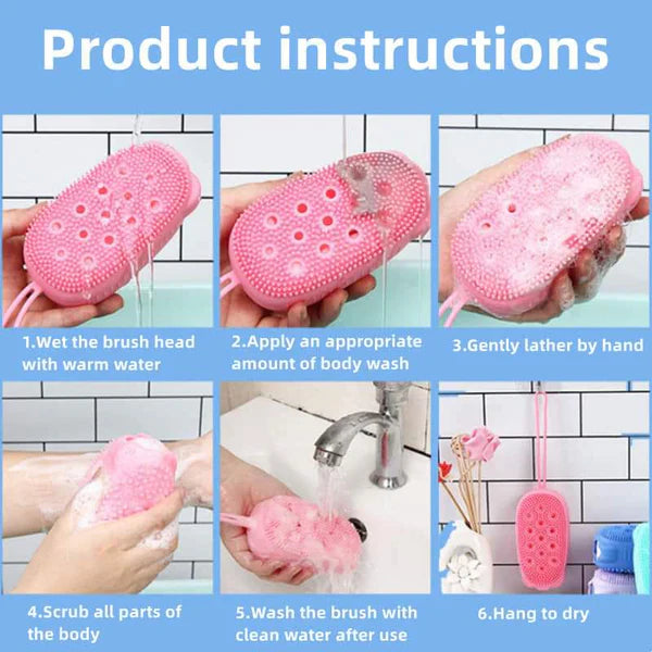 Soft Silicone Body Bath Brush Scrub – Gentle Exfoliating Shower Tool