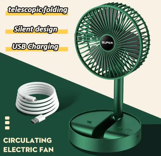 Rechargeable Telescopic Foldable Table Fan – Adjustable Height & Portable Cooling