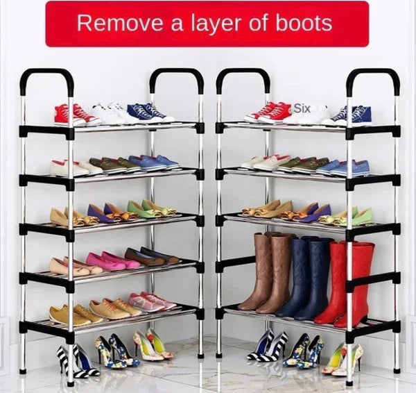 6 Tier Classic Shoe Rack – Stainless Steel Multilayer Shoe Organizer Shelf with Side Support | Stackable Shoe Cabinet in Pakistan