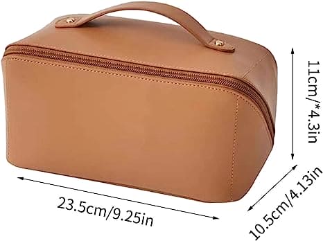 Large Capacity Leather Travel Cosmetic Bag – Stylish & Durable Makeup Organizer