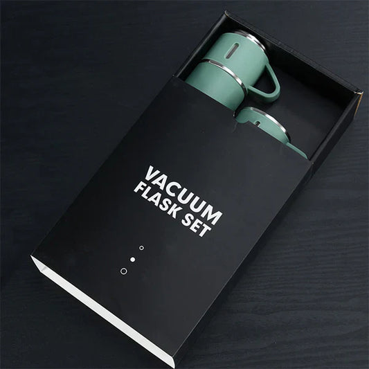 3 in 1 Stainless Steel Vacuum Thermal Flask Set - Vacuum Bottle with Cups