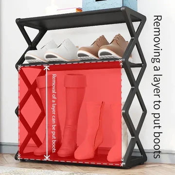 4-Tier Modern X-Shape Shoe Rack – Stylish & Space-Saving Storage Organizer in Pakistan