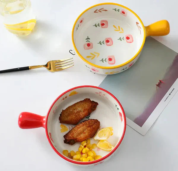 Ceramic Serving Bowl with Handle – Stylish & Heat-Resistant Tableware