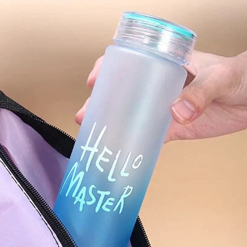 Hello Master Gradient Glass Water Bottle β 480ml Frosted Portable Stylish Sports & Travel Bottle