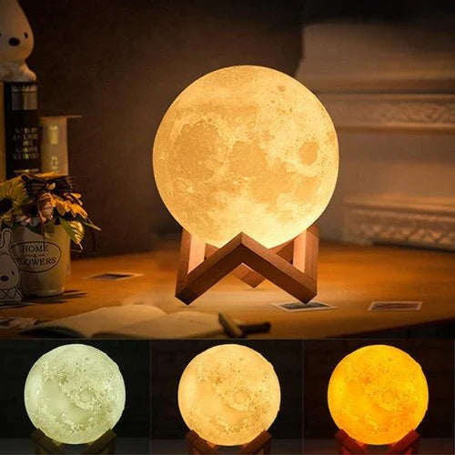 Premium 3D Moon Lamp with Stand – LED Lunar Night Light for Bedroom & Home Décor in Pakistan