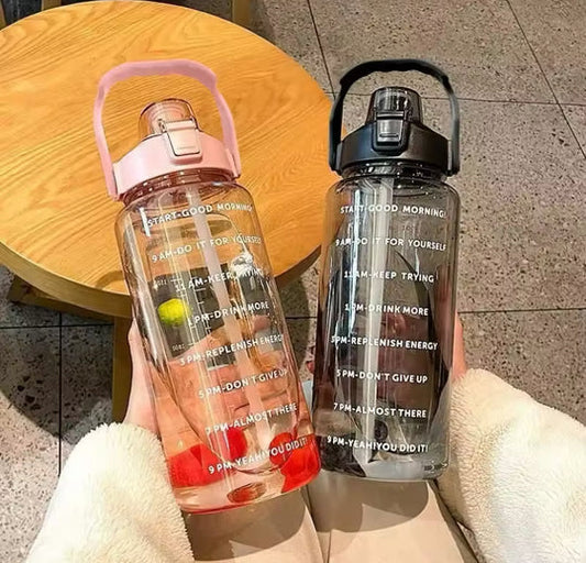 2L Portable Travel Water Bottle with Straw – Large Capacity Leakproof Sports & Gym Flask