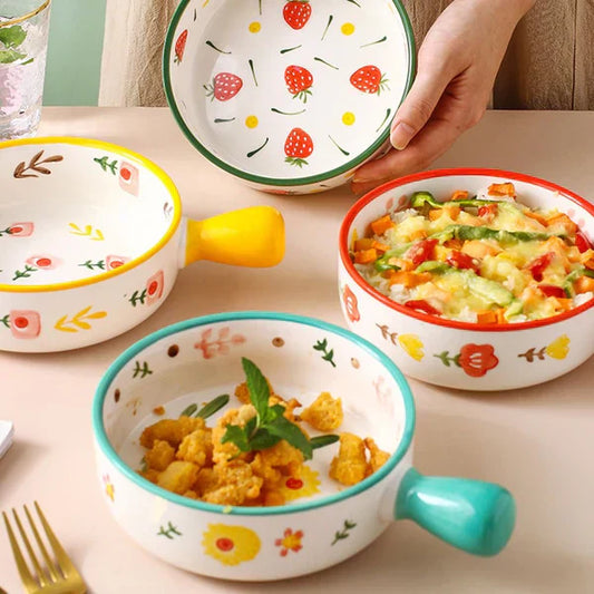 Ceramic Serving Bowl with Handle – Stylish & Heat-Resistant Tableware