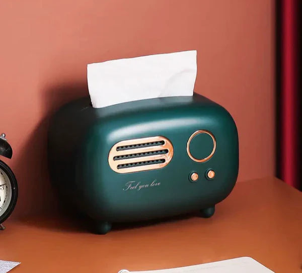 Retro Radio Design Tissue Box – Stylish Home & Car Tissue Holder