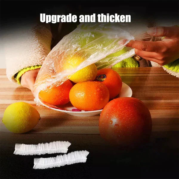 Pack of 100 - Disposable Plastic Food Covers Stretchable Elastic Wraps