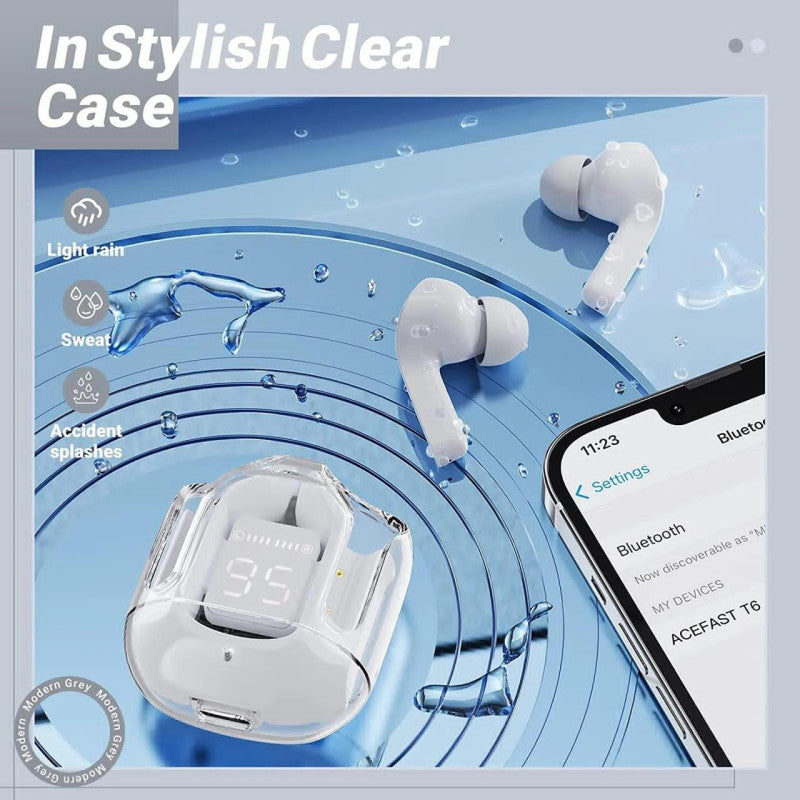 Air 31 Wireless Transparent Earbuds – Bluetooth 5.3, Touch Control, HD Sound