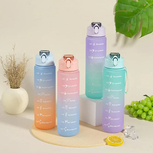 Premium Quality 900ML Portable Rainbow Motivational Water Bottle with Time Marker
