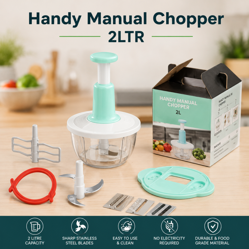 Manual Push Chopper 2L – Multifunctional ABS Plastic Kitchen Vegetable Cutter