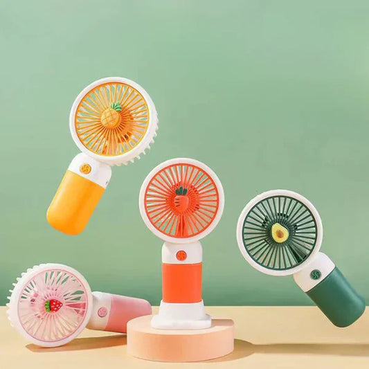 Multipurpose Mini Handheld USB Rechargeable Fan – Cute Fruit Design