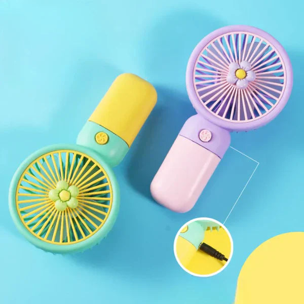 Multipurpose Mini Handheld USB Rechargeable Fan – Cute Fruit Design