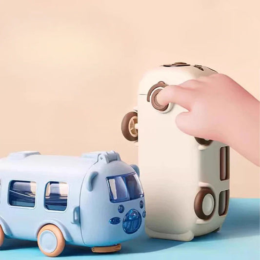 500ml Car & Bus Shape Water Bottle for Kids – With Straw & Shoulder Strap