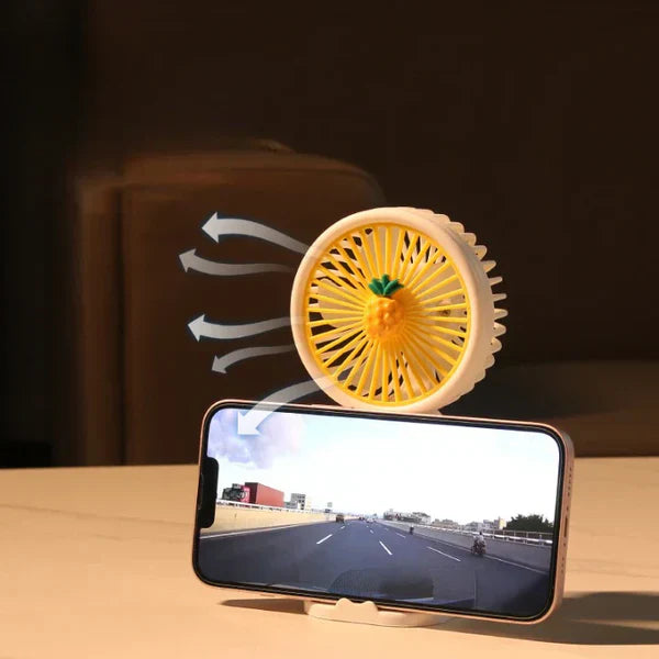Multipurpose Mini Handheld USB Rechargeable Fan – Cute Fruit Design