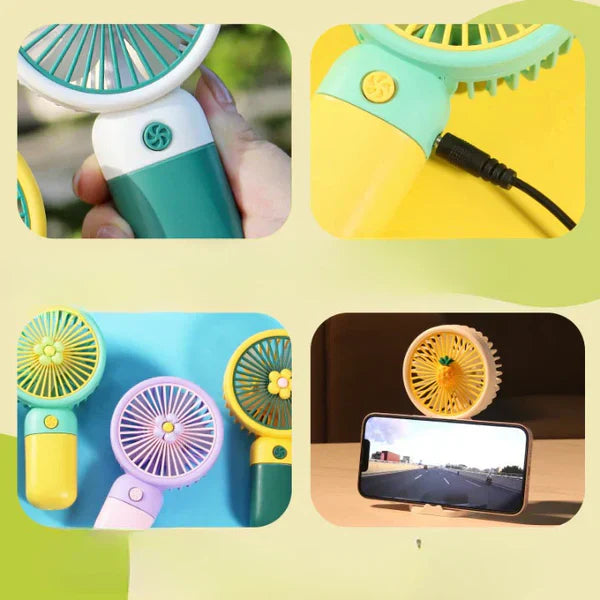 Multipurpose Mini Handheld USB Rechargeable Fan – Cute Fruit Design