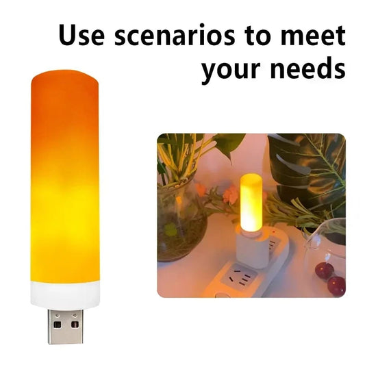 USB LED Flame Lamp – Real Flame Effect Candle Light, Energy Saving USB Decorative Night Lamp for Bedroom & Home Décor in Pakistan