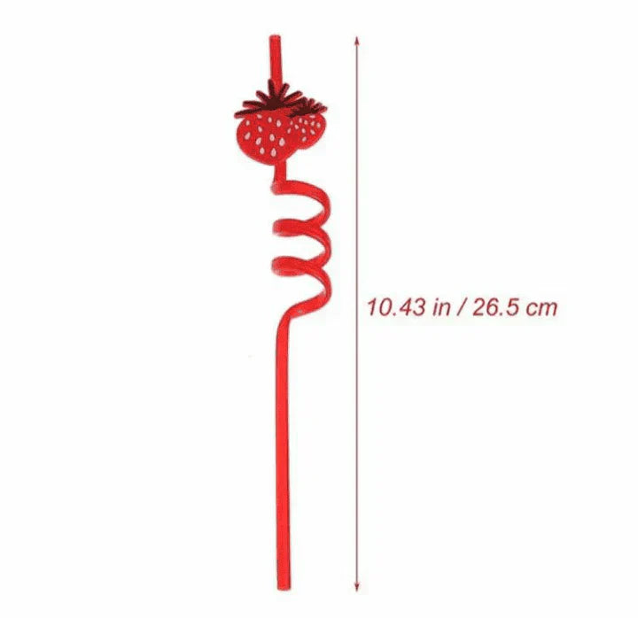 Pack of 4 Fruity Crazy Loop Straws – Fun Flamingo & Silly Drinking Straws for Kids & Parties