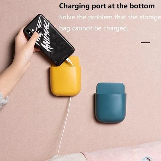 Self-Adhesive White Remote Control Storage Box – Wall Mounted Mobile Holder & Phone Charging Station in Pakistan