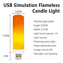 USB LED Flame Lamp – Real Flame Effect Candle Light, Energy Saving USB Decorative Night Lamp for Bedroom & Home Décor in Pakistan