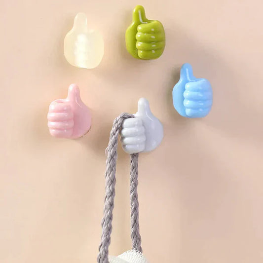 Pack of 5 - Self Adhesive Thumbs Hooks | Wall Mount Hangers for Keys, Towels & Cables