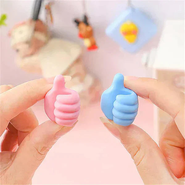 Pack of 5 - Self Adhesive Thumbs Hooks | Wall Mount Hangers for Keys, Towels & Cables