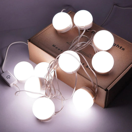 10 Bulb Vanity Mirror Light – USB Operated LED Makeup Lights with 3 Modes (Box Packed)