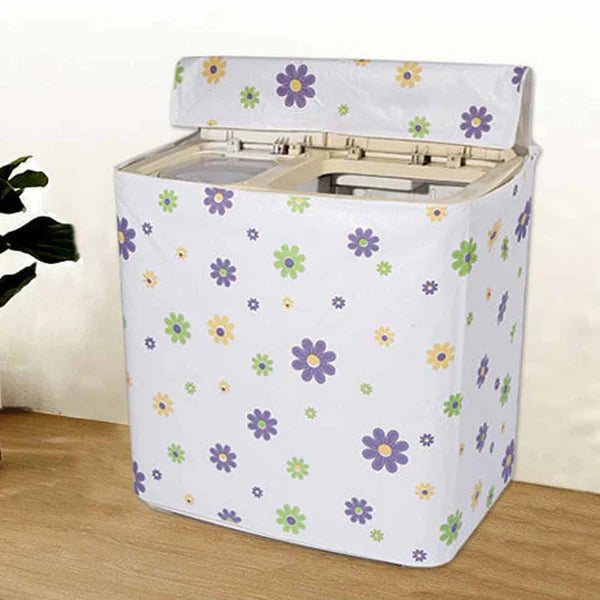 Premium Printed Waterproof and Dustproof Double Washing Machine Cover, Stylish and Durable Protection