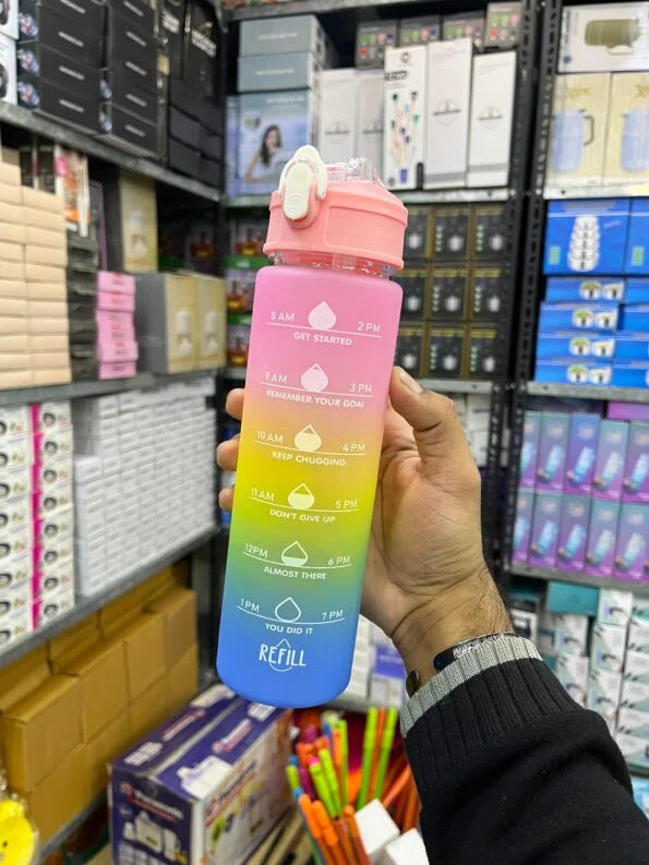 Premium Quality 900ML Portable Rainbow Motivational Water Bottle with Time Marker