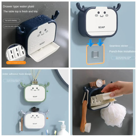 Cute Cat Shaped Sticking Soap Holder – Wall Mounted Bathroom Organizer
