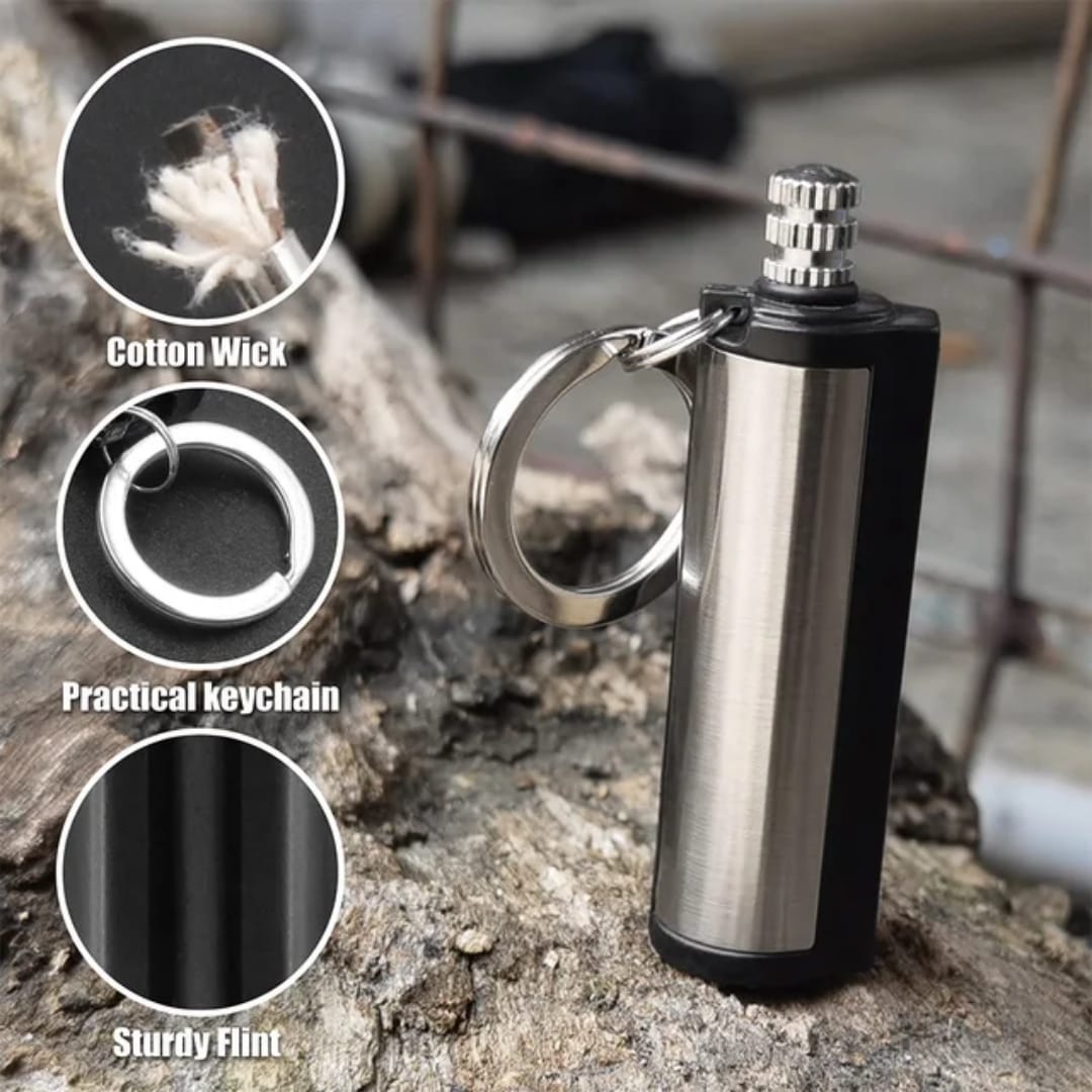 Fire Starter Flint Match Lighter Keychain – Emergency Camping Survival Gear