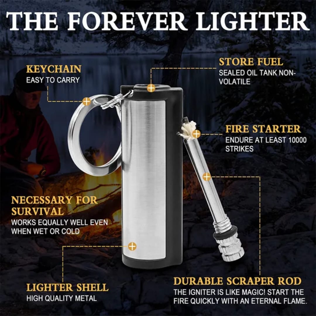 Fire Starter Flint Match Lighter Keychain – Emergency Camping Survival Gear