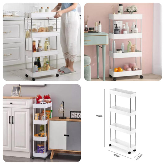 4-Layers Storage Rack Trolley – Portable Multi-Purpose Organizer