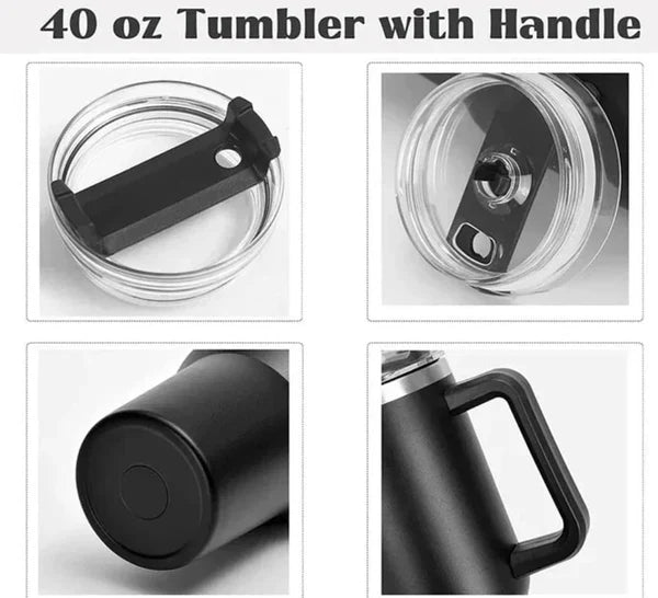 1200 ml Large Capacity Tumbler with Handle & Straw – Leak-Proof Water Bottle
