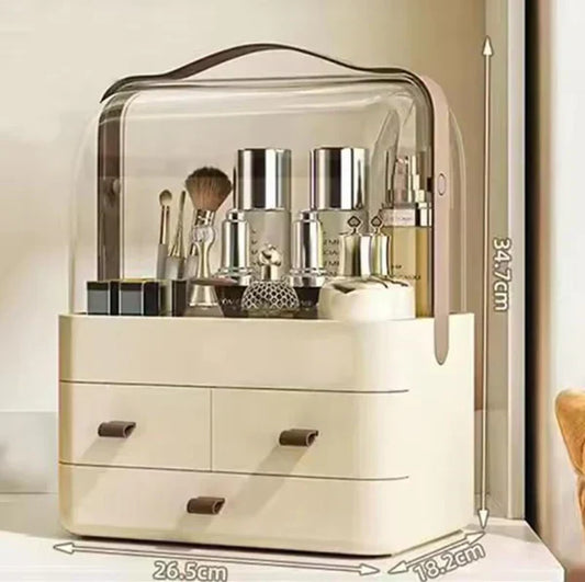 3-Drawer Portable Cosmetic Box – Acrylic Makeup Organizer & Vanity Storage