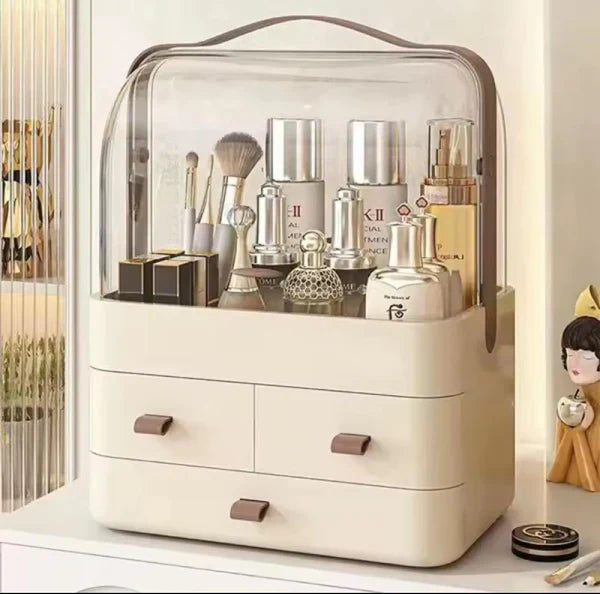 3-Drawer Portable Cosmetic Box – Acrylic Makeup Organizer & Vanity Storage