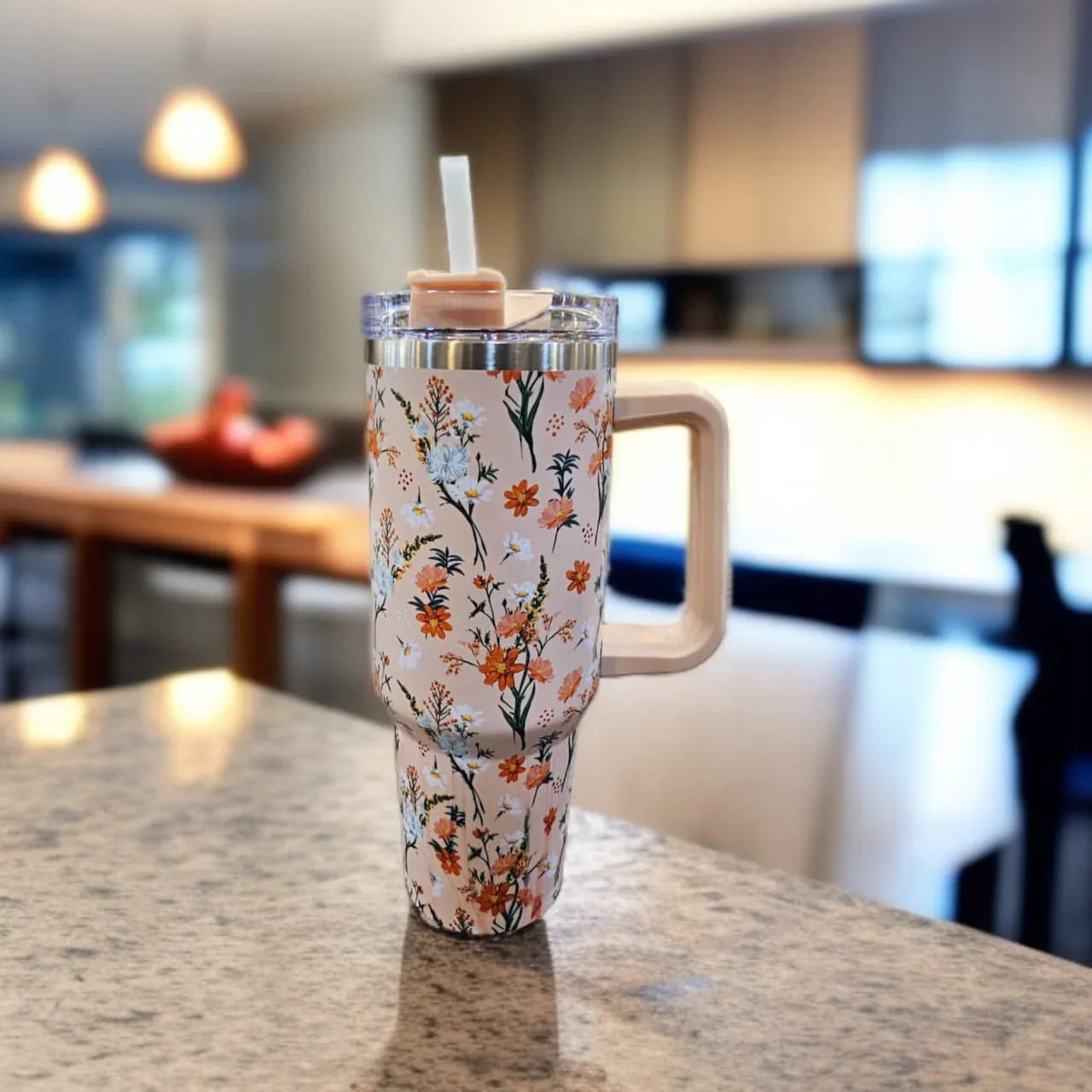 40 oz Insulated Tumbler Thermos Flask with Straw & Lid – Stainless Steel Travel Mug