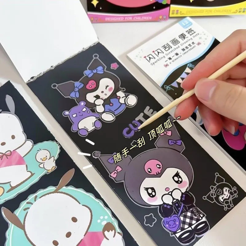 Sanrio Magic Multicolor Scratch Art Kit โ DIY Painting Paper Book for Kids Creative Drawing & Educational Fun