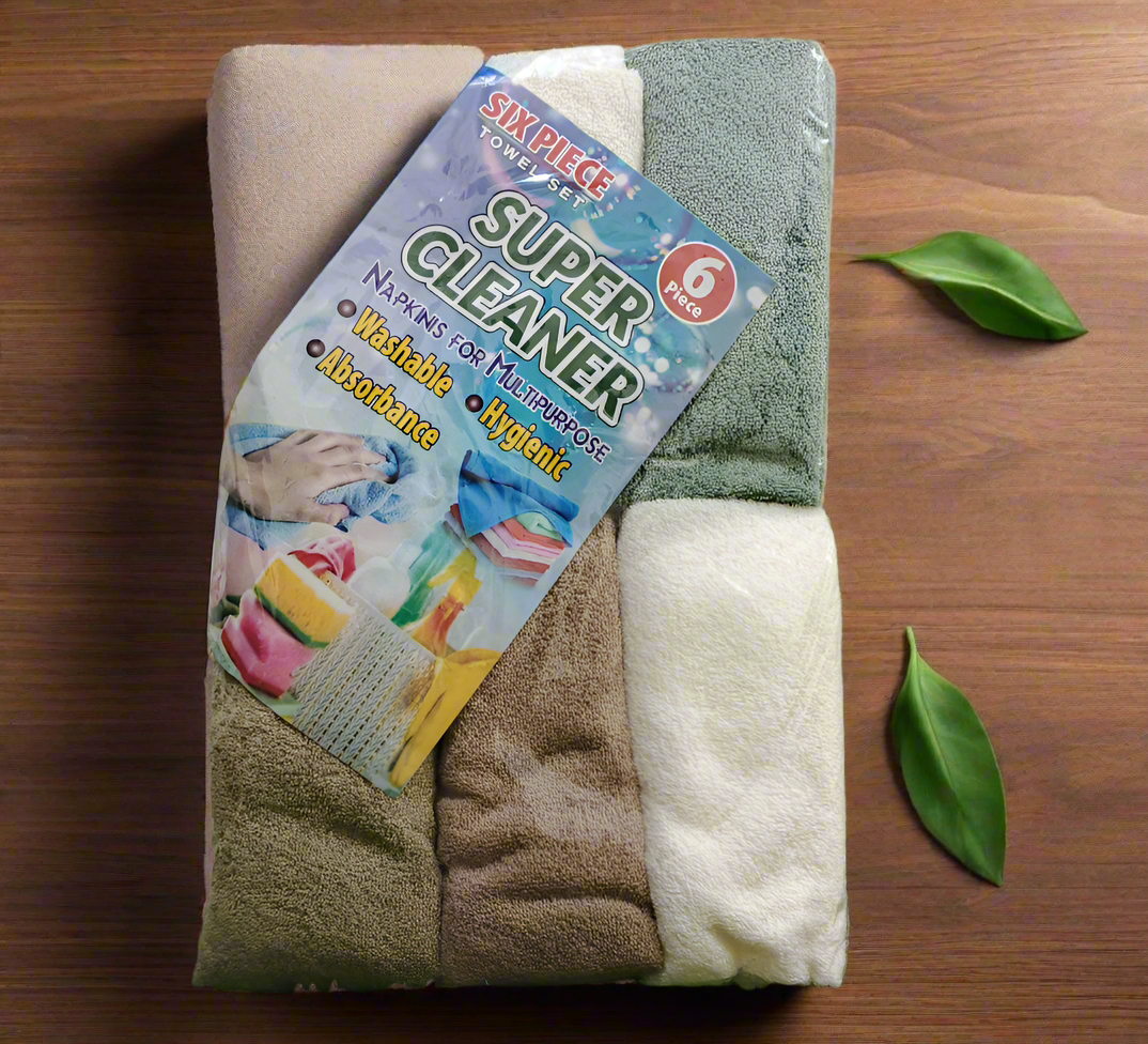 6 Pcs Microfiber Kitchen Towel Set – Super Absorbent & Quick Dry