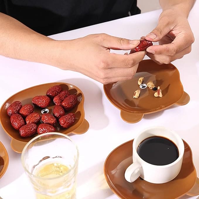 8 Pcs Cute Bear Snack Plates for Kids – BPA-Free & Durable Dinnerware Set